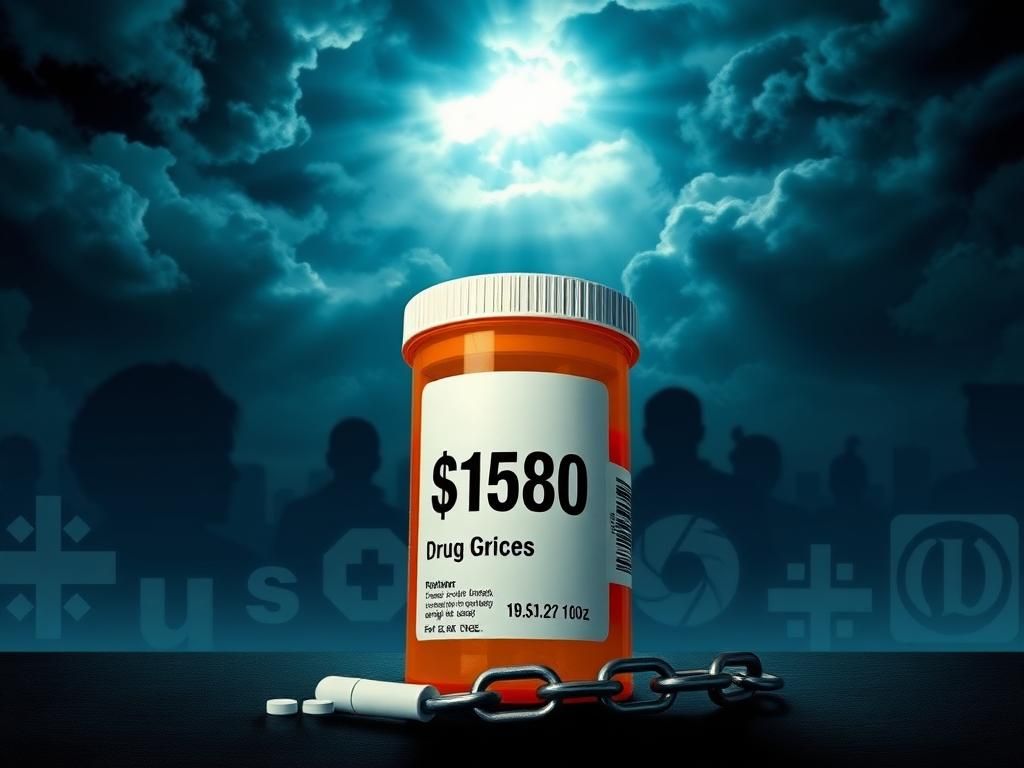 Flick International Large prescription medication bottle symbolizing high drug prices