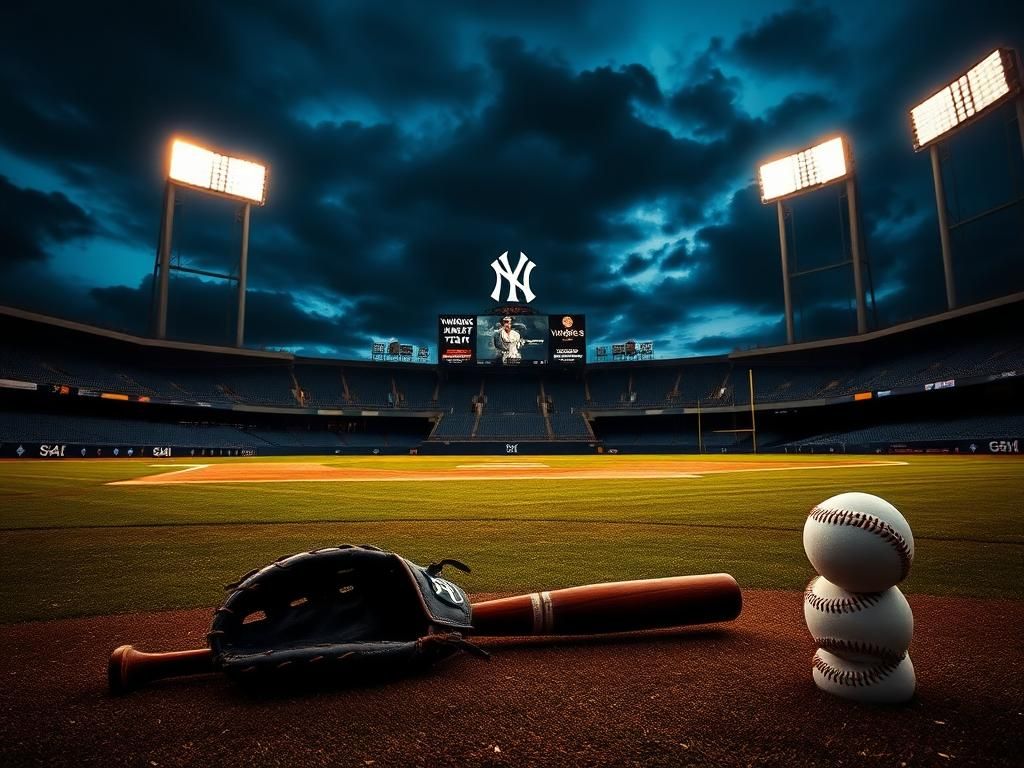 Flick International Dramatic baseball stadium scene with empty diamond and twilight sky