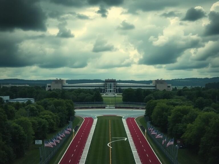 Flick International Aerial view of Miami Correctional Center with stormy sky
