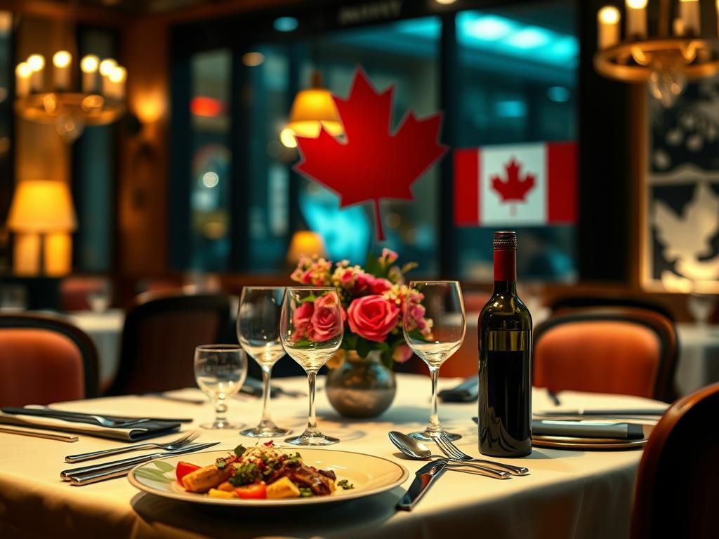 Flick International Elegant dining table set for a romantic dinner, adorned with vibrant flowers and gourmet dishes