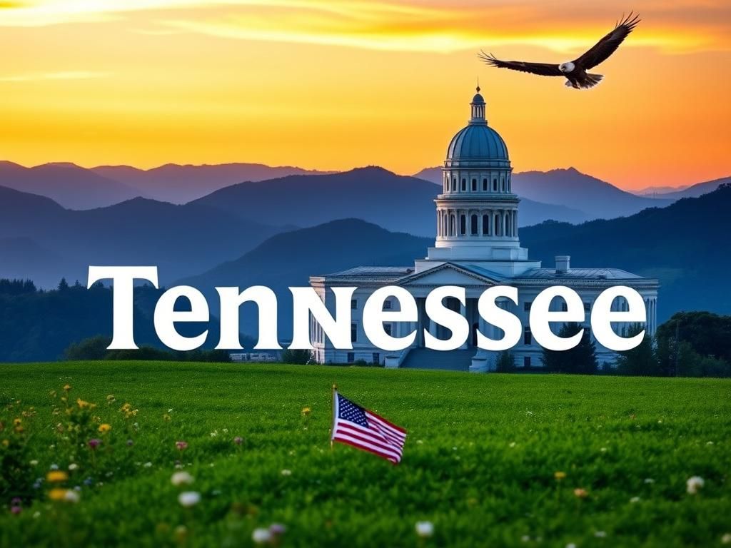 Flick International A vibrant landscape of Tennessee with a lush green field, wildflowers, and the Smoky Mountains in the background.