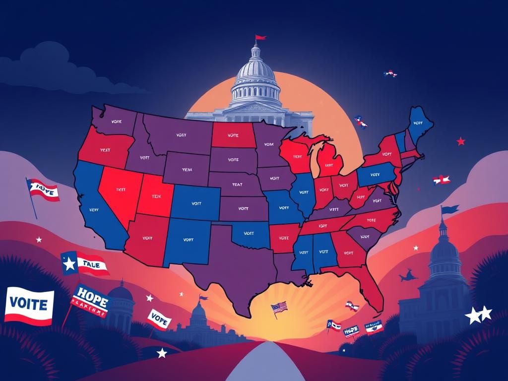 Flick International A stylized map of the United States highlighting key battleground states for the 2026 midterms
