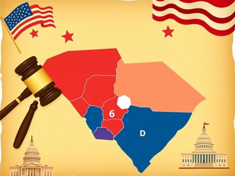 Flick International Stylized map of South Carolina highlighting congressional districts with emphasis on the 6th district.