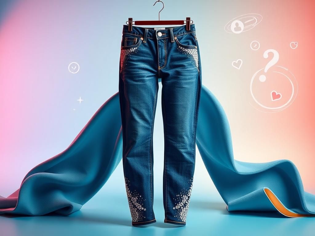 Flick International Stylish rhinestone-encrusted jeans on a vibrant backdrop