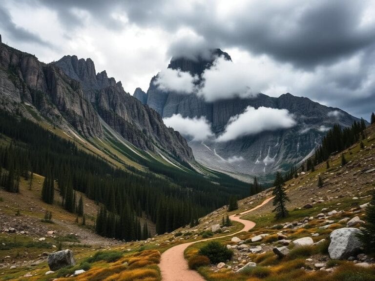 Flick International Breathtaking view of Cloud Peak in Wyoming's Bighorn Mountains under a stormy sky