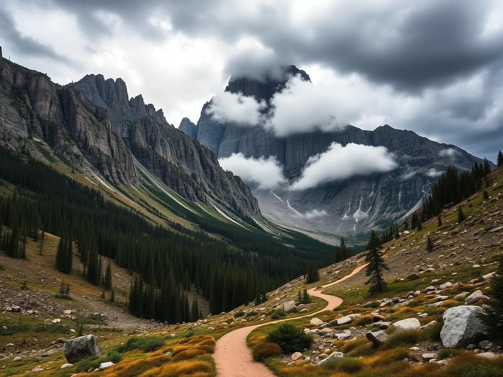 Flick International Breathtaking view of Cloud Peak in Wyoming's Bighorn Mountains under a stormy sky