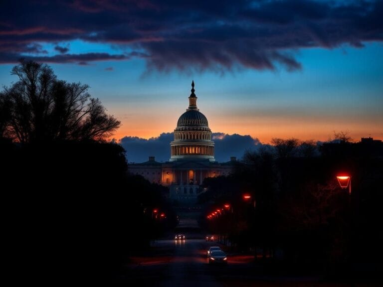 Flick International Twilight urban scene of Washington D.C. with Capitol Building and dramatic sky