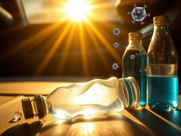 Flick International Plastic water bottle in a hot car, showing deformations from heat exposure