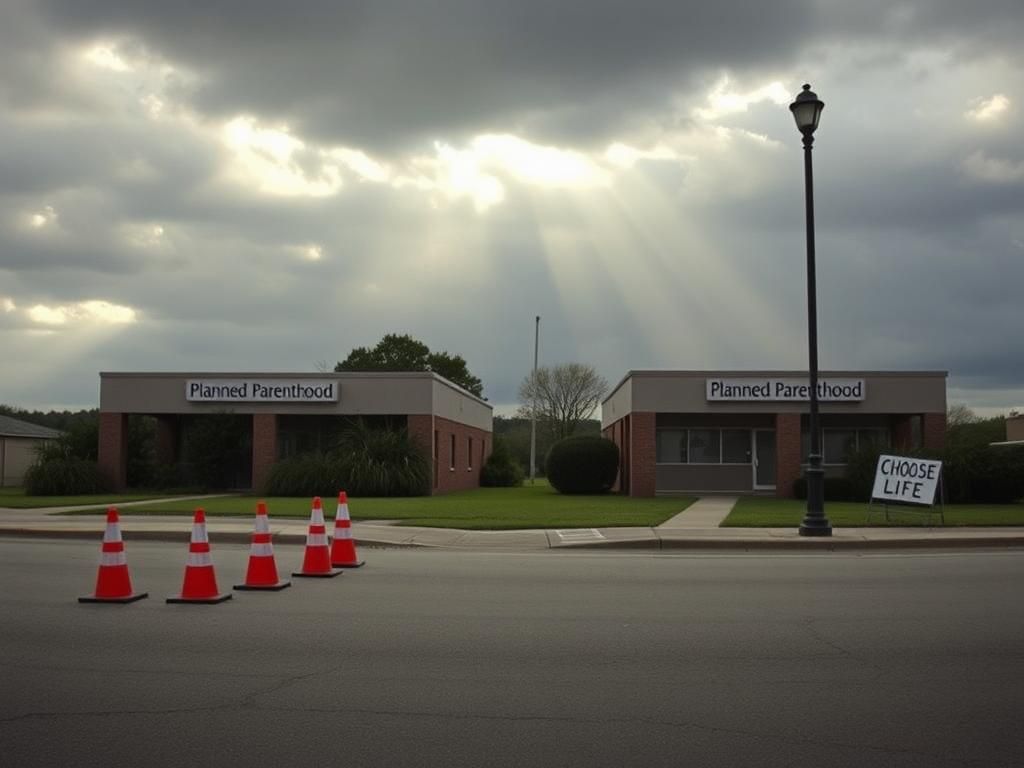Flick International Abandoned Planned Parenthood clinic in Louisiana surrounded by overgrown vegetation