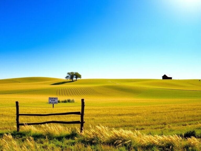 Flick International A serene landscape of rolling farmland with a wooden fence indicating private property rights.