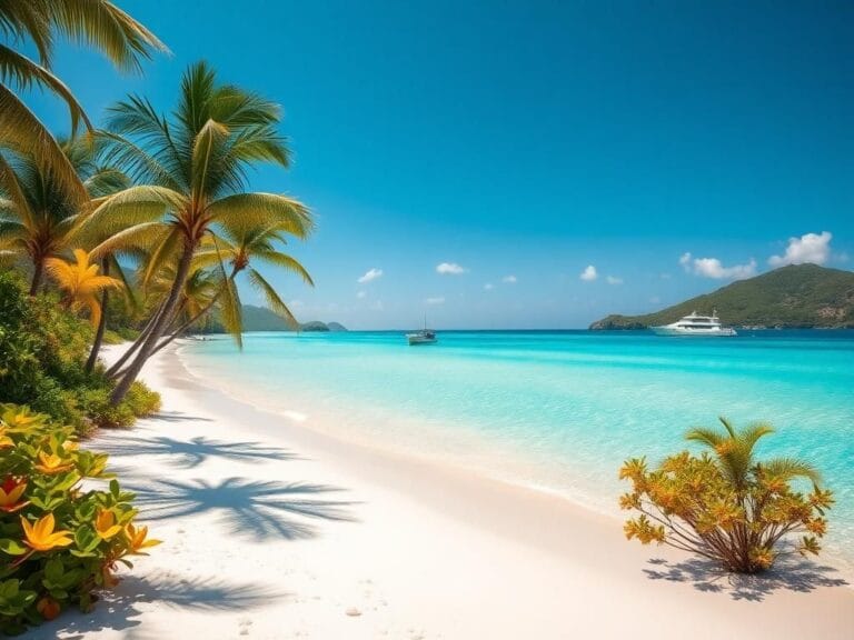 Flick International Serene tropical landscape of Puerto Rico with clear waters and law enforcement presence