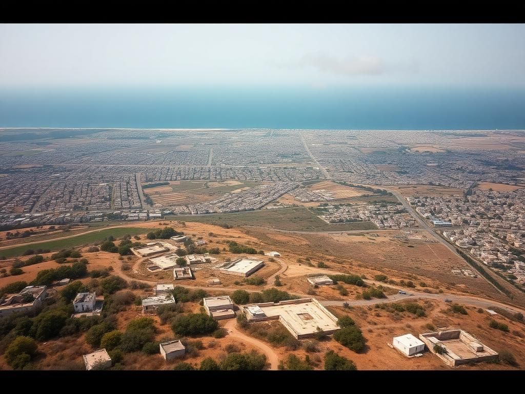 Flick International Aerial view of the Gaza Strip showcasing urban and rural landscapes