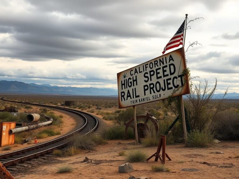 Flick International Barren landscape of California featuring the remnants of an unfinished high-speed rail track