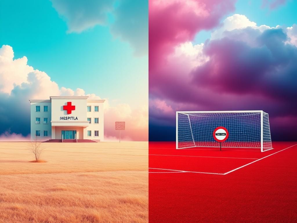 Flick International Conceptual divided landscape illustrating the political debate on transgender surgeries and women's sports.