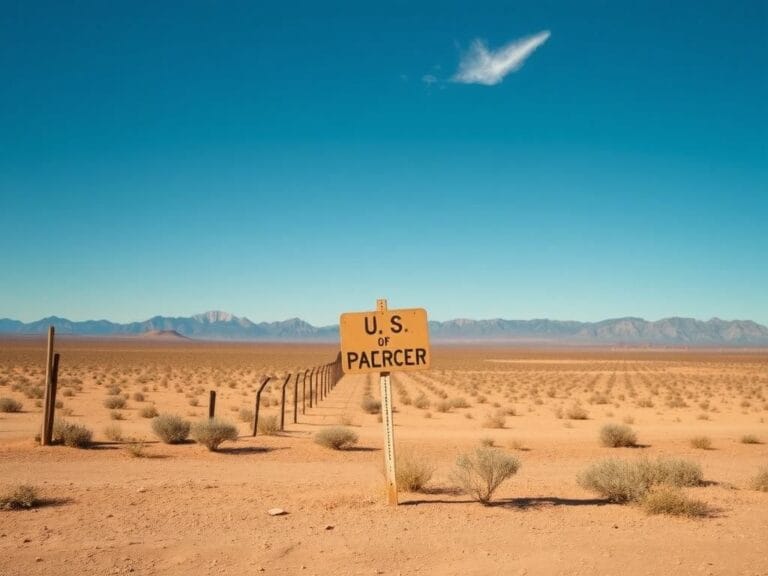 Flick International Serene view of the southern U.S. border with a deserted fence and sunlit desert landscape