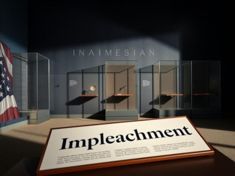 Flick International Close-up view of empty display cases at the Smithsonian National Museum of American History, highlighting the removal of Trump impeachment artifacts