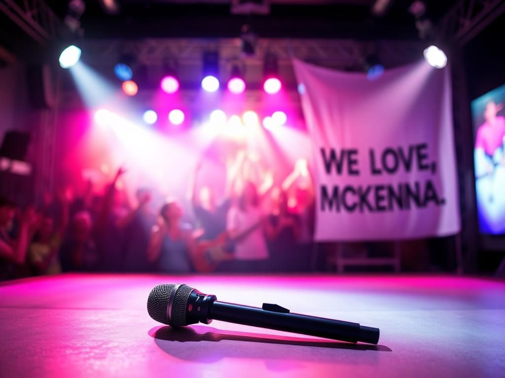 Flick International A vibrant concert stage with colorful lights and instruments, symbolizing a recent emotional event.