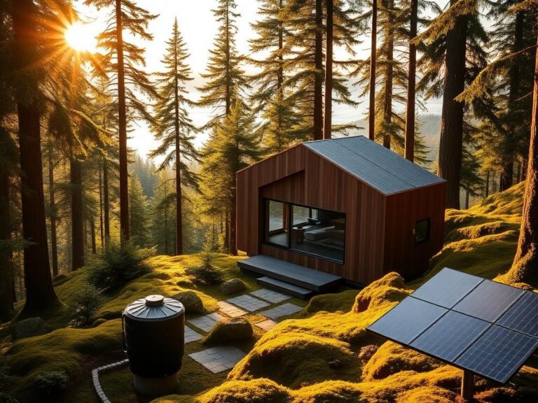 Flick International A striking off-grid cabin designed by Vancouver architects, nestled in a lush forest on Keats Island.
