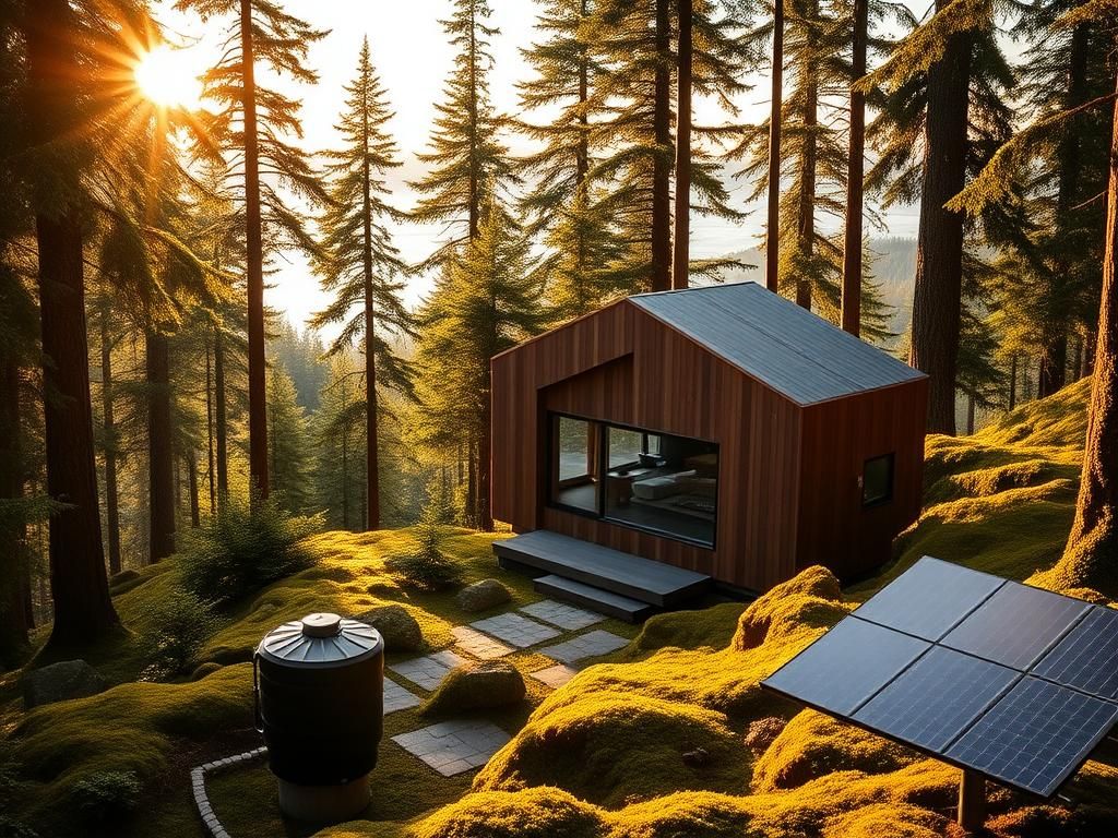 Flick International A striking off-grid cabin designed by Vancouver architects, nestled in a lush forest on Keats Island.