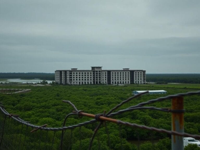 Flick International Aerial view of the Alligator Alcatraz detention facility amid Florida's lush vegetation