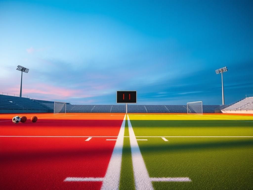 Flick International A vibrant sports field divided between women's sports and transgender athlete inclusivity symbols.