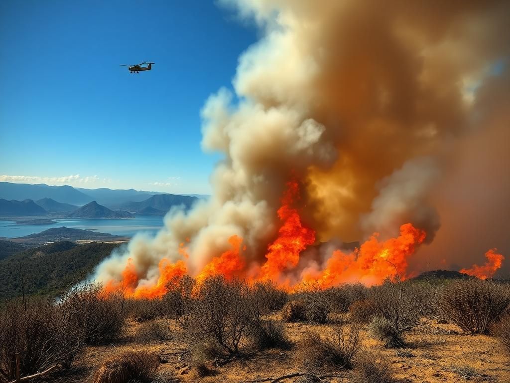 Flick International Raging wildfire engulfing dry brush and trees in Southern California