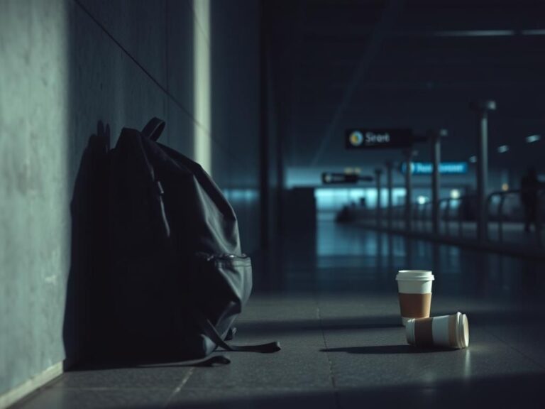 Flick International Dimly lit airport terminal scene capturing tension before a significant event