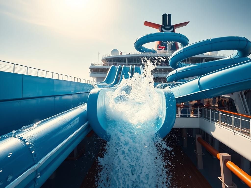 Flick International Broken acrylic glass panel on a cruise ship water slide