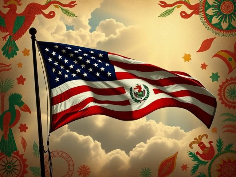 Flick International American flag with cultural symbols representing Guatemalan heritage