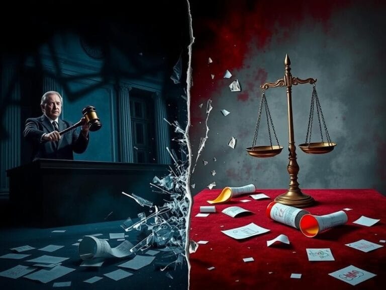 Flick International Dramatic split image illustrating courtroom tension and the consequences of crime in South Carolina's gubernatorial race.