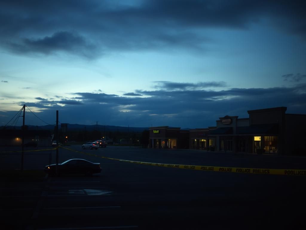 Flick International Dark landscape of a Montana business district following a shooting incident