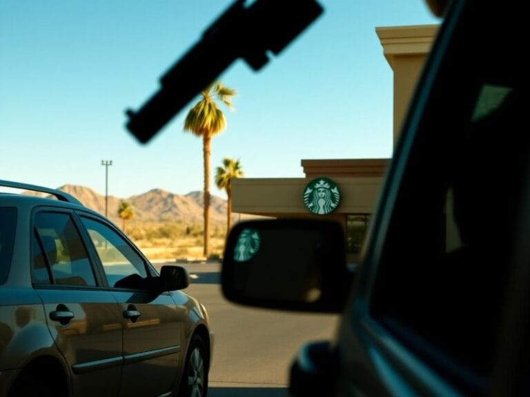 Flick International Dashcam footage capturing the tense moment of ex-NFL star Terrell Suggs at a Starbucks drive-thru with a visible gun near the driver's side window.