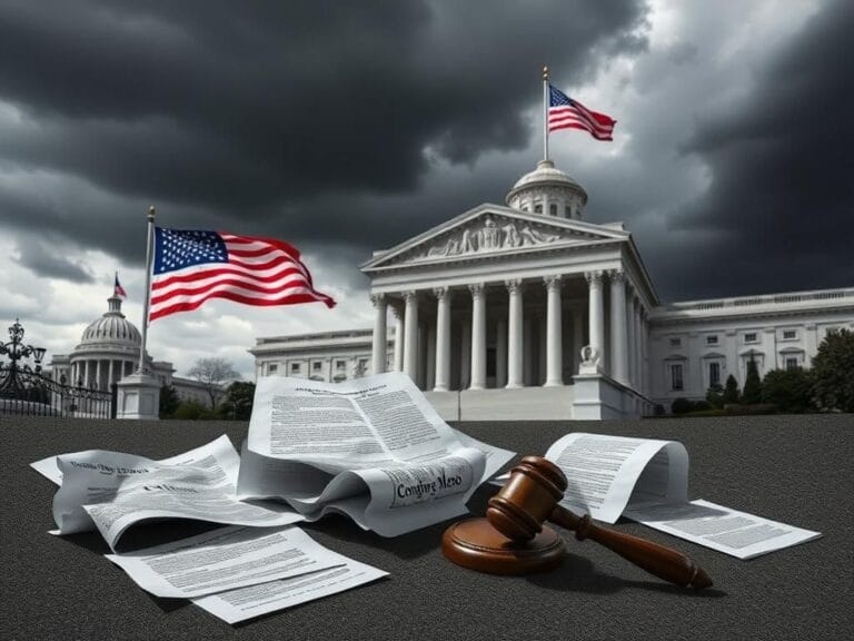 Flick International Exterior of a government building under dark clouds symbolizing accountability