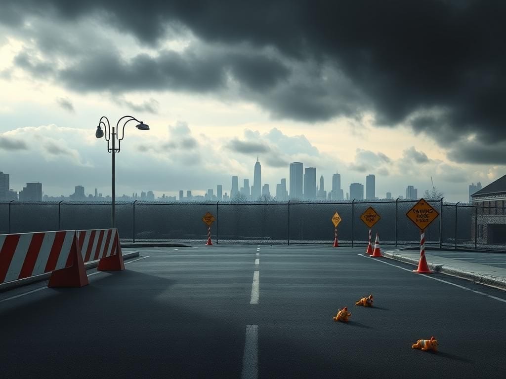 Flick International A dramatic urban scene depicting the tension surrounding immigration enforcement