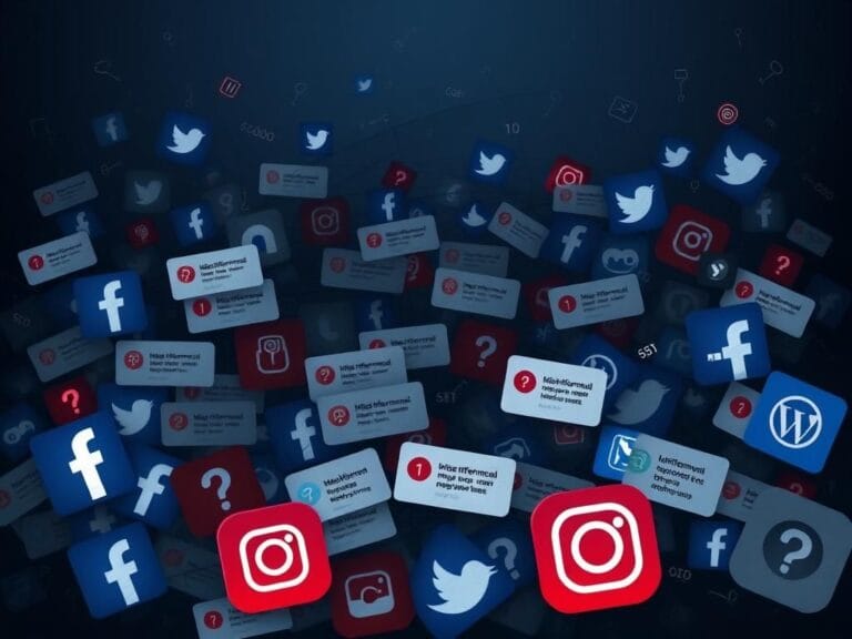 Flick International Digital collage illustrating chaotic social media landscape with Meta's logos and misinformation tags