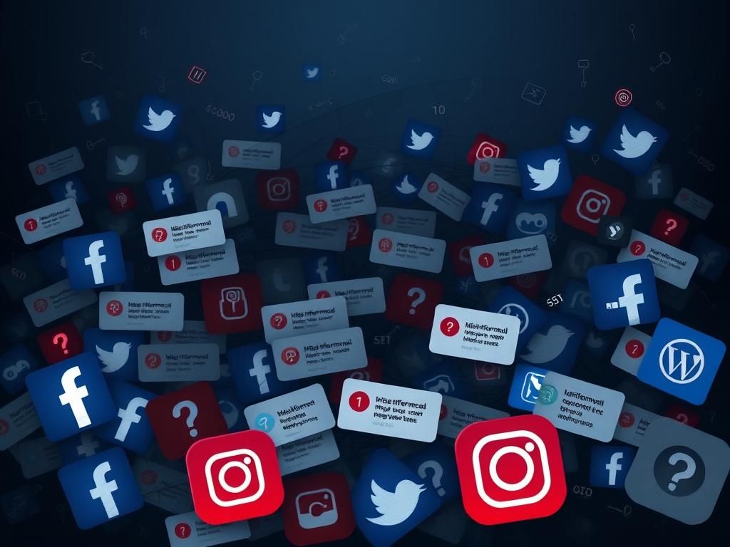 Flick International Digital collage illustrating chaotic social media landscape with Meta's logos and misinformation tags