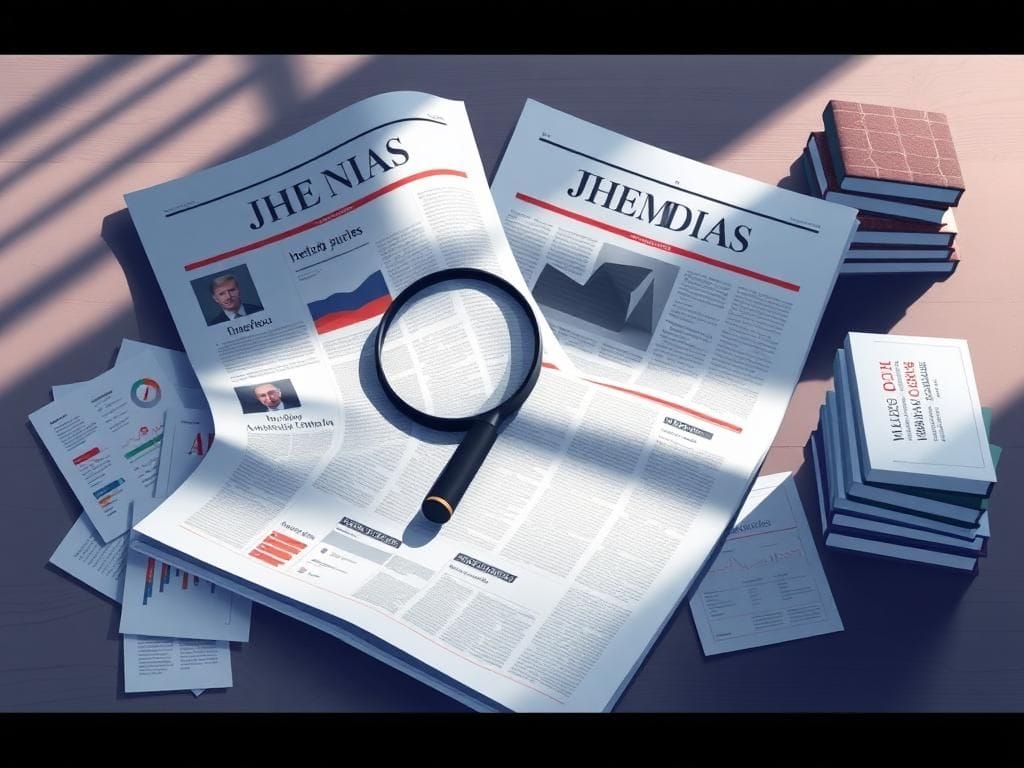 Flick International A conceptual illustration of a newspaper with a magnifying glass symbolizing media scrutiny