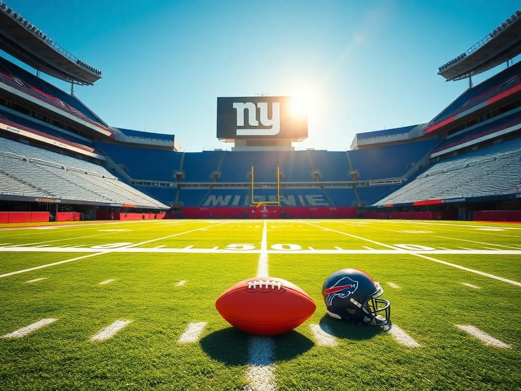 Flick International A high-angle view of an empty football stadium with vibrant green grass and fresh white lines