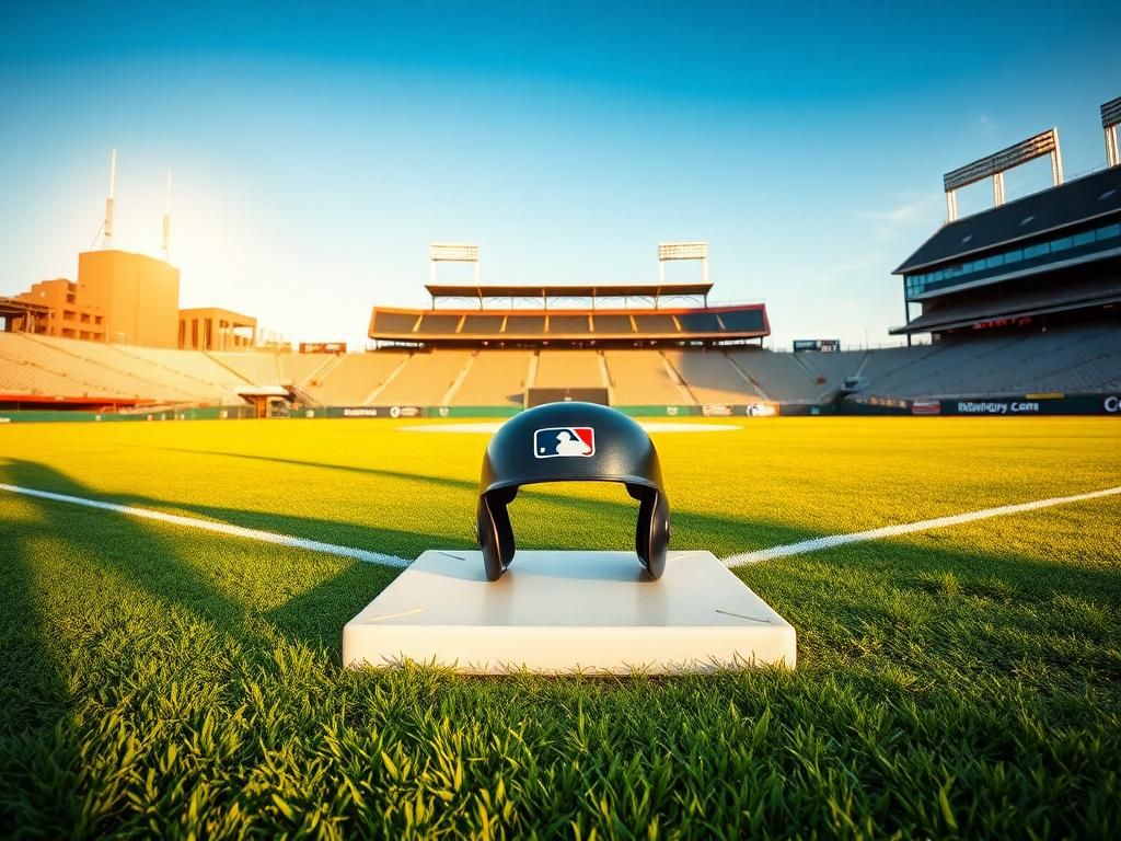 Flick International A wide-angle view of Truist Park baseball field during daytime, featuring home plate and an official MLB umpire's mask.