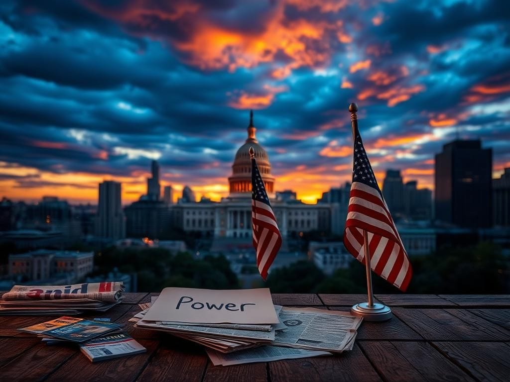 Flick International Dramatic city skyline at dusk with contrasts of historic and modern architecture