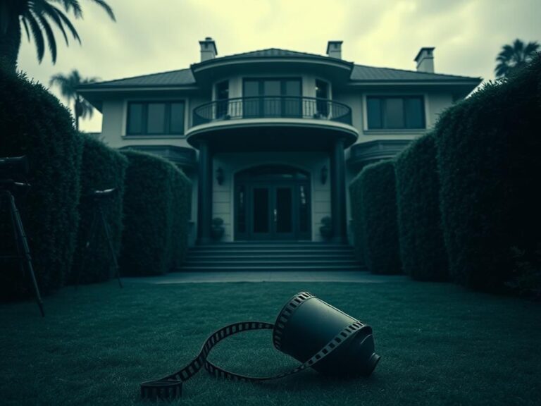 Flick International An opulent Hollywood mansion surrounded by tall hedges illustrating the guarded nature of celebrity life