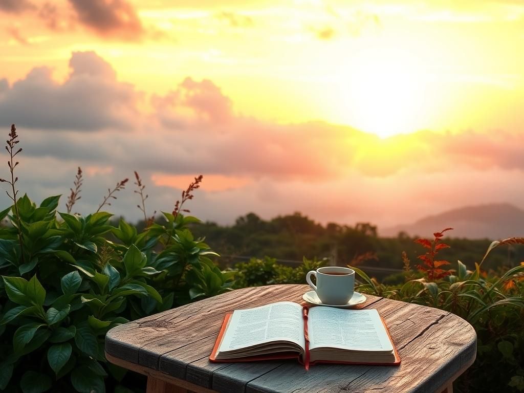 Flick International Serene landscape with a vibrant sunrise breaking through clouds, symbolizing hope and new beginnings