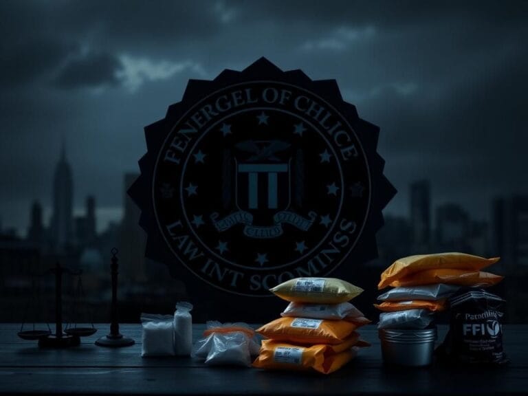 Flick International Dramatic FBI badge with law enforcement symbols against a dark background