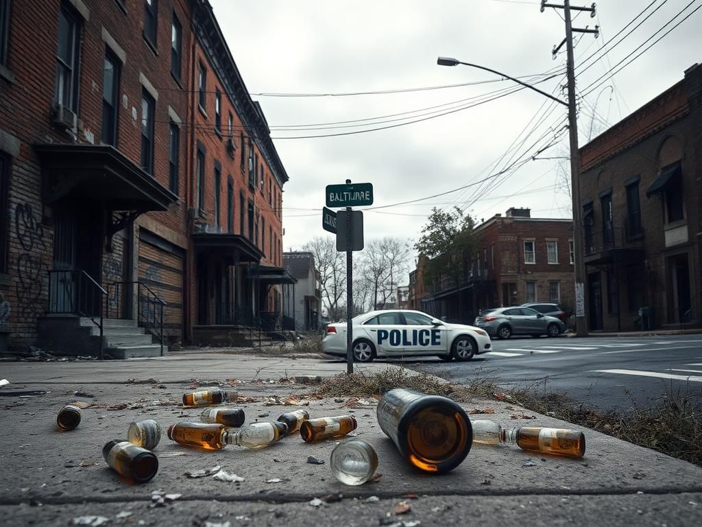 Flick International Desolate Baltimore street corner depicting neglect and crime