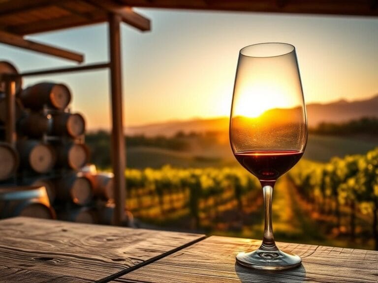 Flick International A scenic vineyard in Paso Robles during sunset showcasing lush grapevines and wine barrels