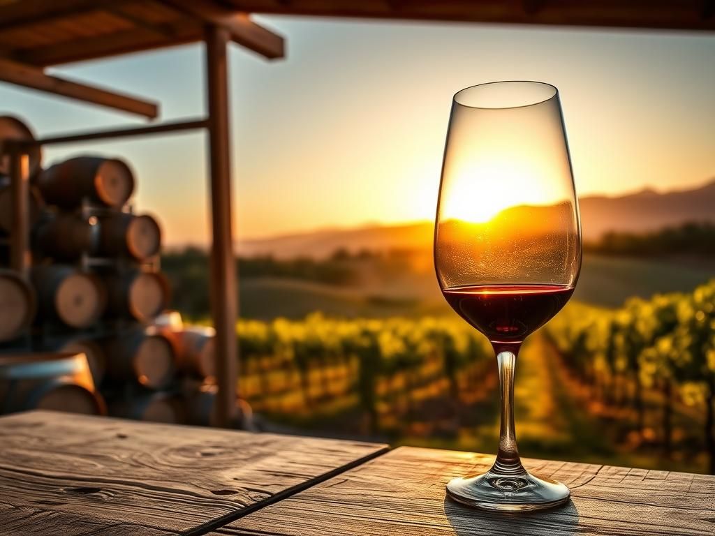 Flick International A scenic vineyard in Paso Robles during sunset showcasing lush grapevines and wine barrels