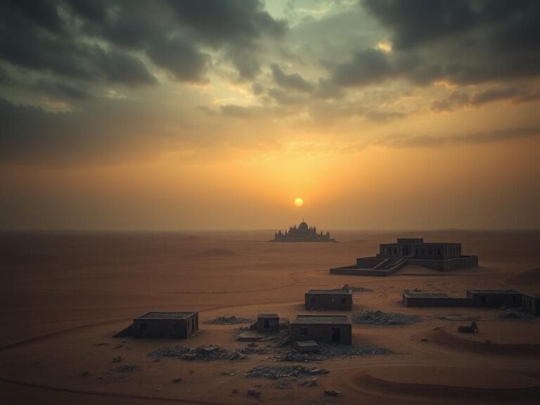 Flick International Aerial view of a military operation scene in a Middle Eastern landscape