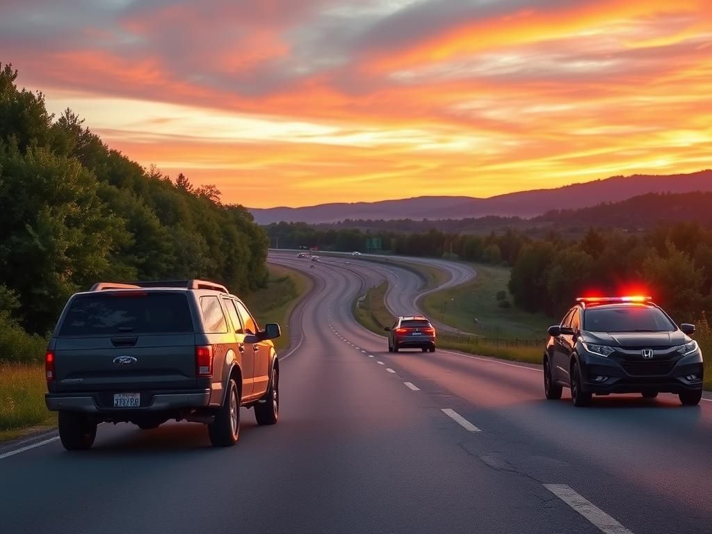 Flick International Battered Ford Bronco and crumpled Honda HR-V on Interstate 93 in Manchester after car crash