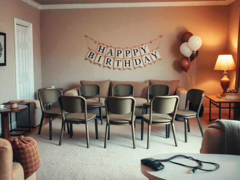 Flick International Cozy living room with empty chairs, symbolizing family intervention
