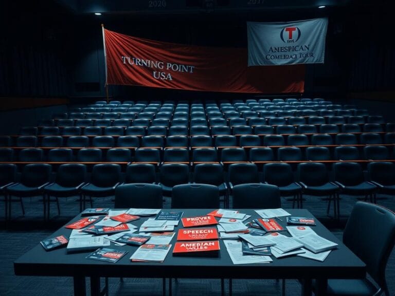 Flick International Empty lecture hall representing lost opportunities for dialogue